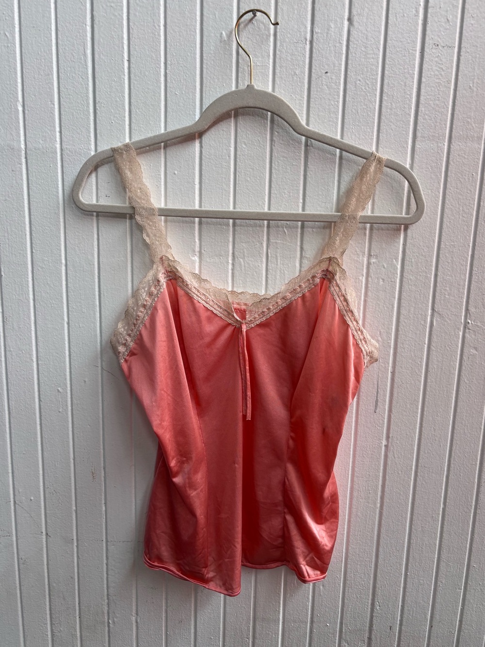 Vintage Pink Lace-Trim Cami Top